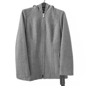 NWT London Fog Wool Car Coat, Zip Front, Medium Gray Heather, XXSP, 00P, 0P